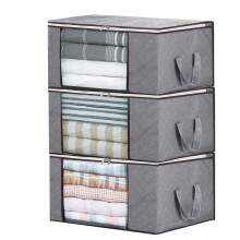 Reinforced Handles Storage Bins, High Quality Non-woven Fabric Provides Durability & Ventilation, Foldable Design Saves Space, Clear Window For