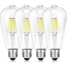 Flimmerfreie, dimmbare LED-Lampe in Kaltweiß (4000 K) im Vintage-Edison-Design mit klarem Kristallglas für energiesparende Ambientebeleuchtung in