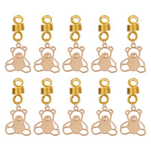 Accessori per trecce a forma di orso per matrimoni e cosplay, 10 pezzi di fermagli regolabili in lega dorata, gioielli per capelli unisex, glamour