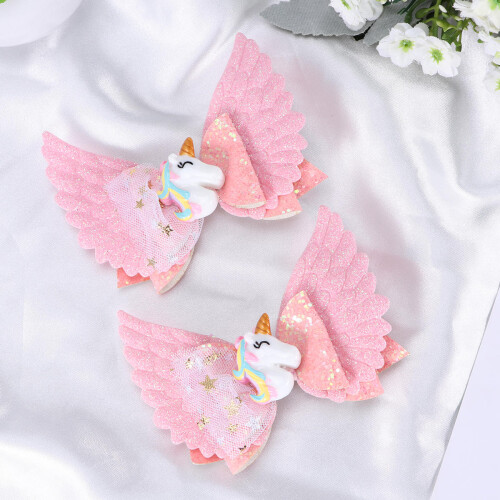 2Stk Haaraccessoires Pink Sequin Haarklammern 2