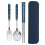 Draagbare Donkerblauwe Rvs Bestekset Voor Picknick En School 10