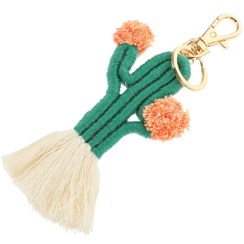 4Pièces - Macramé Cactus Vert Mousqueton Pour Sac 1