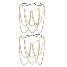 2Stk Goldene Leg Chain Mit Körperkette Elastisch Für Frauen
