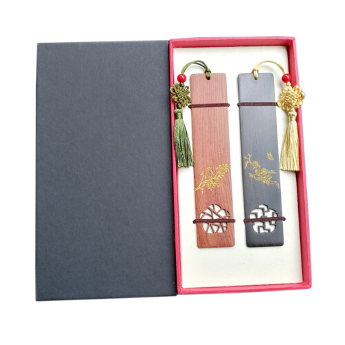 2Ud Marcapáginas Chinos De Madera Variados Regalo Original Para Libros