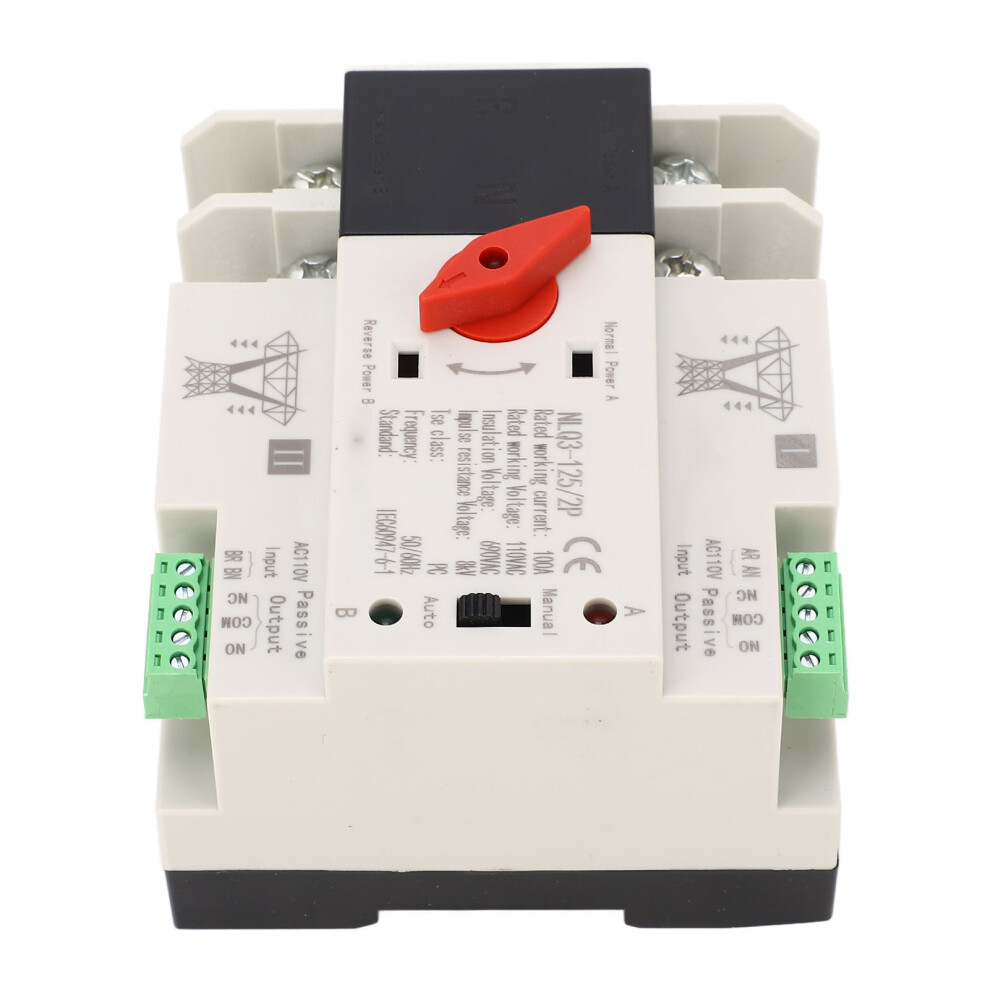 Ac110v 100A 2P Ats Automatic Transfer Switch Rail Mount 35Mm 8041370471443
