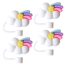 Set Of 4 Cute Cartoon Straw Tip Covers For Reusable Straws Toppers