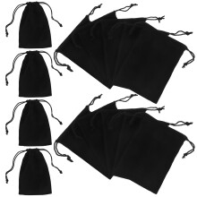 25Pcs Velvet Drawstring Jewelry Bags Black Small Storage Pouches