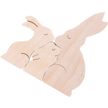 2 Set Figurine Coniglio In Legno Per