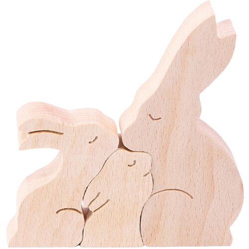 2 Set Figurine Coniglio In Legno Per 2