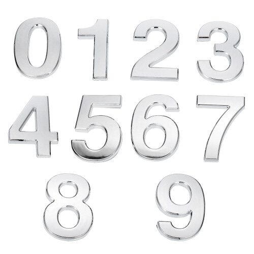 10Pz Numeri Adesivi Per Casa 0-9 Argento ABS Resistente E Decorativo