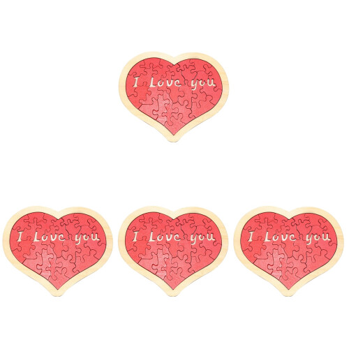 4 Set Puzzle Cuore In Legno, Regalo Per 1