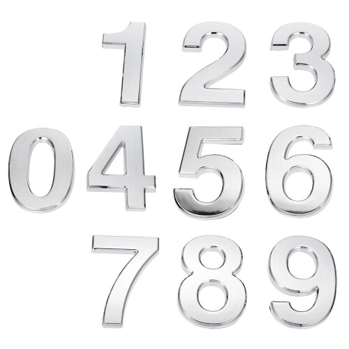 10Pz Numeri Adesivi Per Casa 0-9 Argento ABS Resistente E Decorativo 2