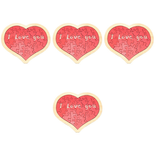 4 Set Puzzle Cuore In Legno, Regalo Per 2