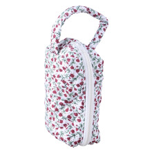 Quilted Makeup Bag with Zipper Large Capacity Flower Toiletry-S
