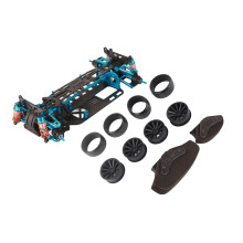 RC Chassis Frame Kit, Aluminium Alloy Carbon Fiber Material for 1/10 Scale RC Touring Car Model, Shaft Drive High Performance Stable Base with Shockpr