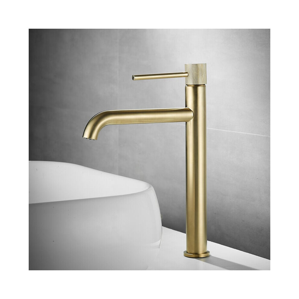 Luxury Basin Faucet, Modern Stylish Look Solid Brass Construction, Gold Vessel Sink Faucet With Non-Splashing Aerator For Countertop Installation 9448196376515