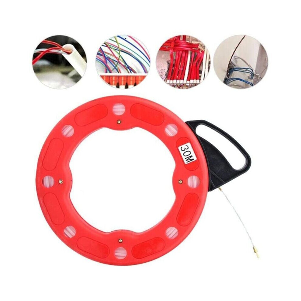 Flexible & Durable 30M Fiberglass Fish Tape, Conductive Electrical Cable Puller For Smooth Faster Pulling Through Conduit, Walls, Ceiling & More 9169997187451