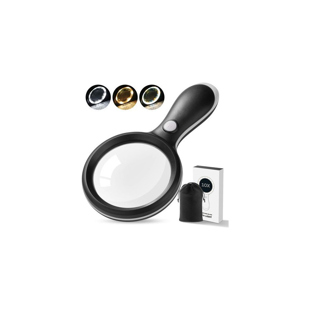 Clear Scratch Resistant Magnifying Glass, Optical Grade Lenses Multipurpose Magnifier, 10x Rechargeable Magnifier with LED Lights for Low Vision,
