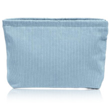 Organizador de maquiagem de dupla camada em veludo cotelê com estampa romântica em relevo, ideal para viagens. Portátil e com grande capacidade,
