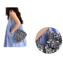 Sac à bandoulière pour filles et femmes, sac seau froncé-Argent