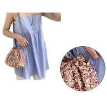 Sacs à bandoulière plissés pour femmes et filles, sac seau-Rose