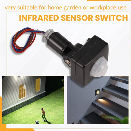 220V  Human Body Infrared Sensor Infrared Body Sensor  LED Flood Light PIR Motion Sensor Adjustable Black 2