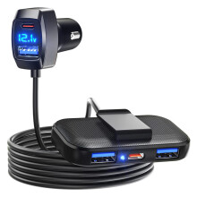 5 Multi Type C Car Charger, 31W USB C Charger Adapter, Voltage Detection, Multiple Adapter for Back Charging