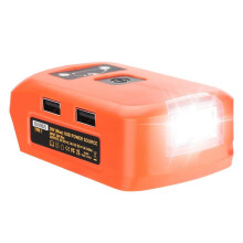 Batterieadapter für Schwarz und Decker 20-V-Lithiumbatterie, USB-LadegeräT, LED-Arbeitsleuchte mit Zwei USB-LadegeräTen und 12-V-Anschluss