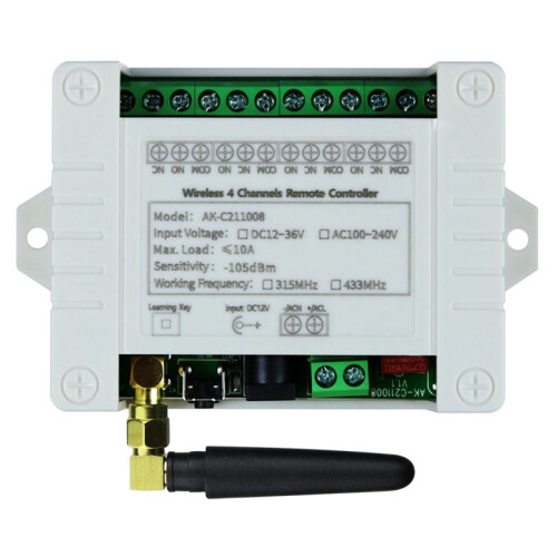AC100-240V Wireless 4CH Remote Controller LED Light  Relay Output Radio RF Remote Control 433MHz Receiver