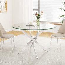 Large Round Tabletop with Stainless Steel Base