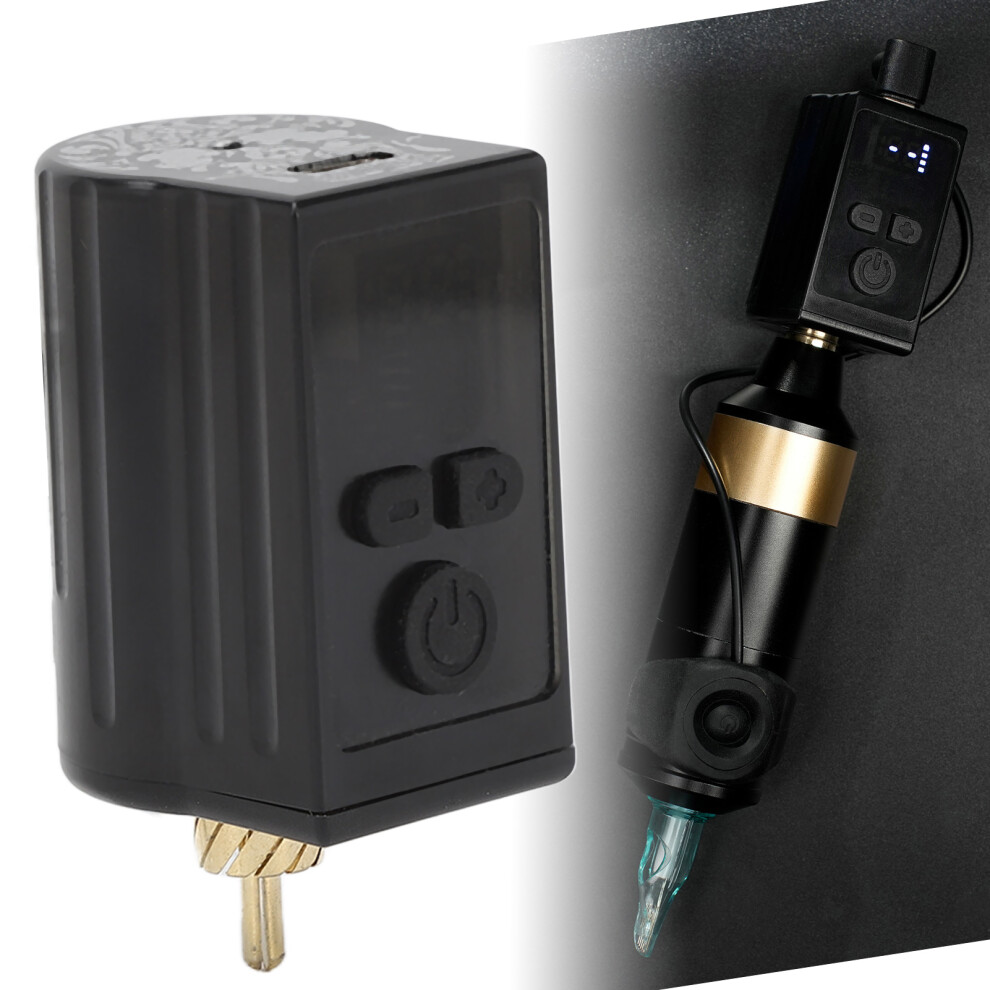 Wireless Tattoo Power Supply 1450mAh RCA, Adjustable Voltage, Compact 65mm