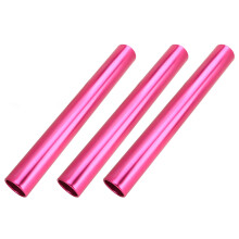 3Pcs Aluminum Alloy Track Relay Batons 30x3.8cm Rose Red