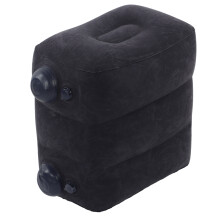 Inflatable Travel Foot Rest Pillow With Adjustable Height For Airplane Car Office Home, Dual Valve Design PVC Flocked Comfortable Foot Stool For Long
