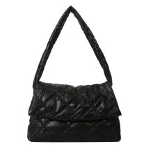 Quilted Shoulder Bag for Women Fashion Messenger Bag Down-Black