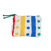 Sac de maquillage matelassé, porte-monnaie en coton, sac-à pois