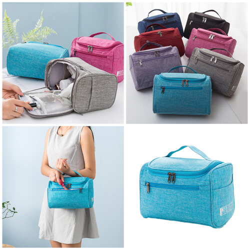 Zipper Toiletry Pouch Convenient Organizing Bag Large-Blue 2