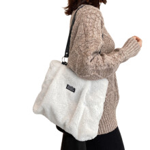 Sac à bandoulière élégant en peluche à motif de vache, sac-Blanc
