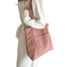 Sac à main à la mode en velours côtelé de grande capacité-Rose