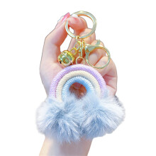 Pendentif en peluche tissé arc-en-ciel, boule de-Bleu violet