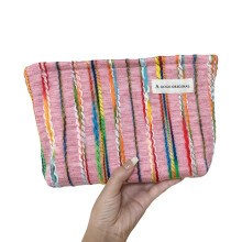Versatile Woolen Makeup Bag Chic Toiletry Pouch Storage-Pink