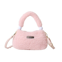 Sac à bandoulière en peluche mignon, sac à bandoulière doux-Rose