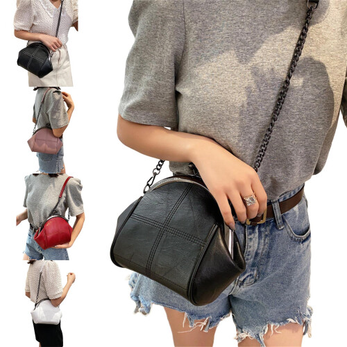 Lightweight and Portable Shoulder Bag PU-black with white 2