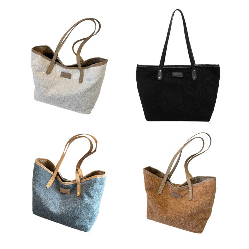 Versatile Bag Large Capacity Trendy Winter Plush Bag-brown 1