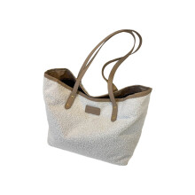 Handbag Fashion Trendy Large Capacity Shopping Bag for-Beige