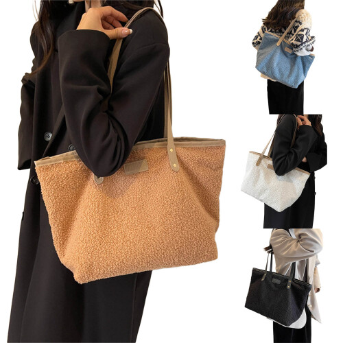 Versatile Bag Large Capacity Trendy Winter Plush Bag-brown 2
