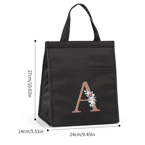 Robuste Thermo-Lunchtasche mit Buchstaben- und Blumenmuster-EEEE 2