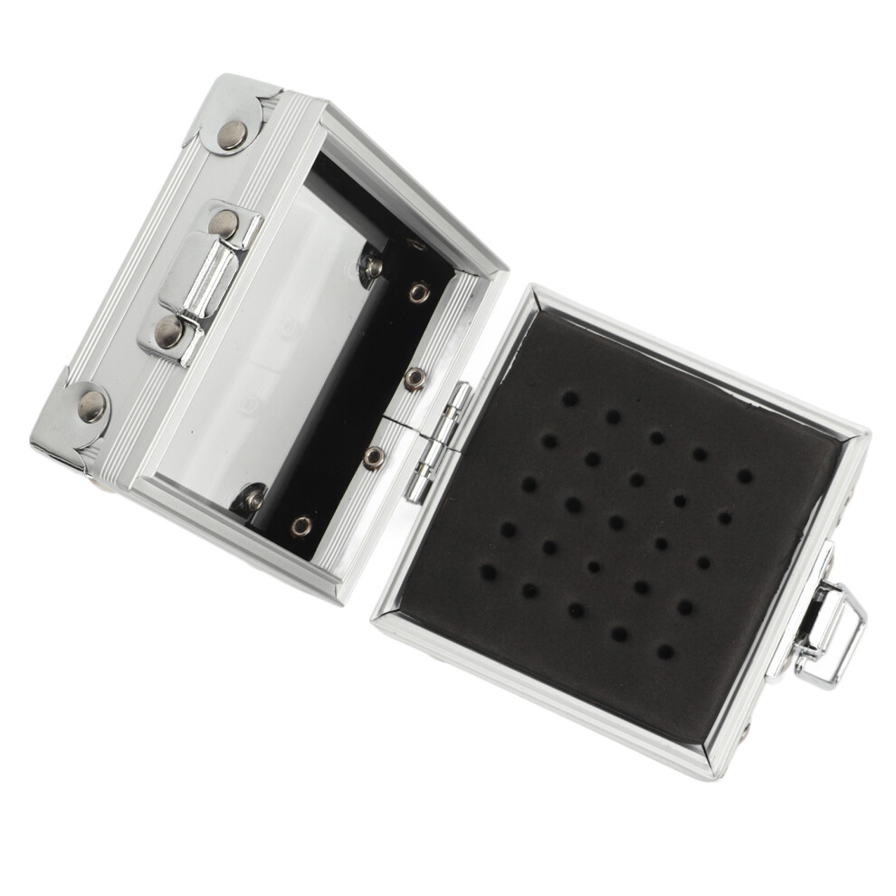 Silver Nail Drill Bits Storage Container 25 Holes Aluminum Alloy Organizer