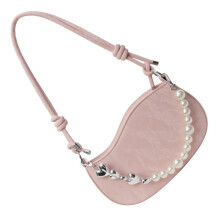 French Style Crossbody Bag for Women Messenger Bag PU-Pink