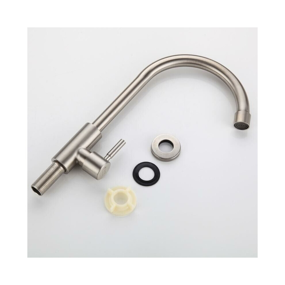 Kitchen Faucet Cold Water Only, Cold Water Only Single Handle High Arc Spout Deck Mount Faucet With 304 Stainless Steel Construction, Brushed Nickel 9169997188472