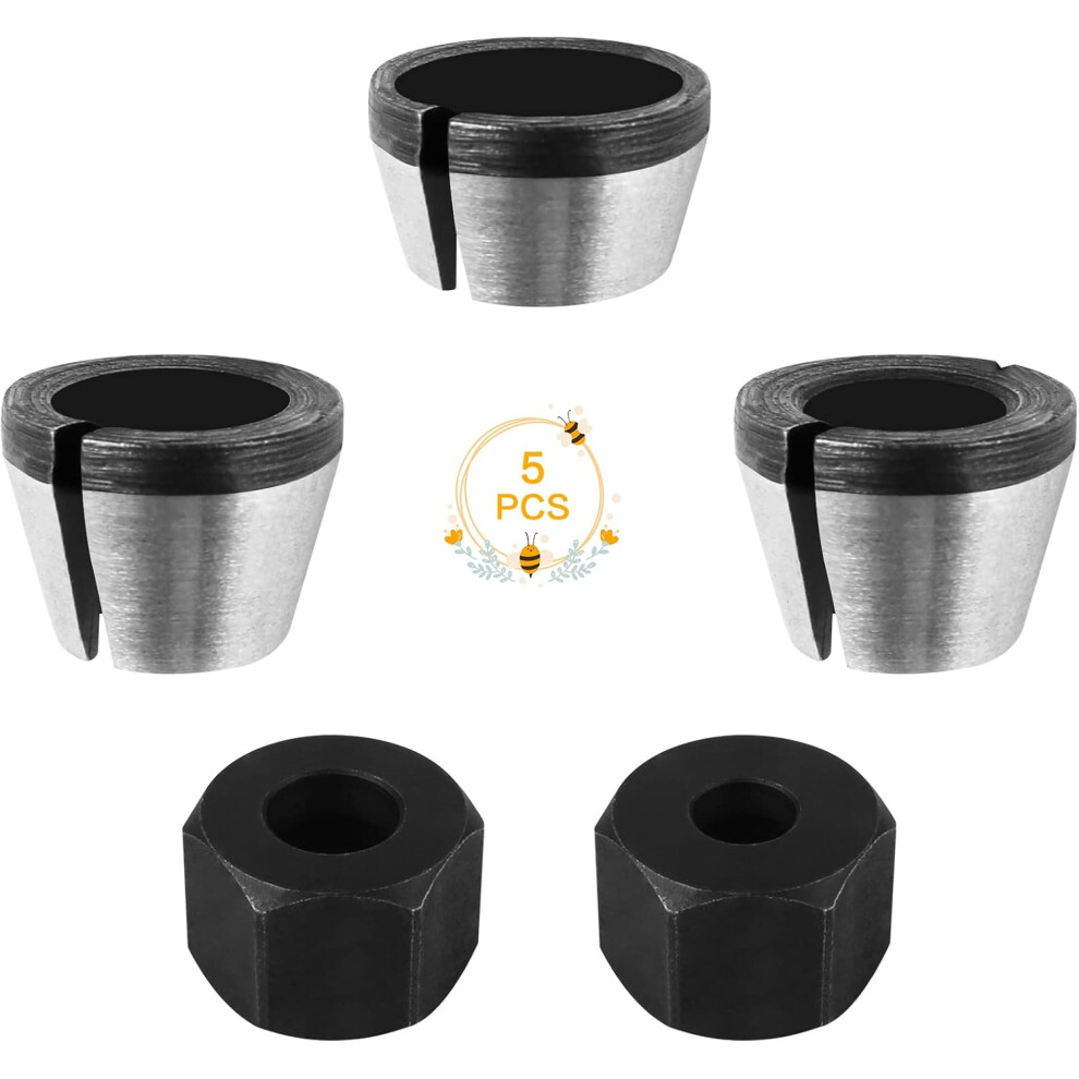 Router Collet Chuck Set For Woodworking Routers, Precise Grinding Ensures Smooth Operations And High Precision, Carbide Material Provides Unmatched 9173940289901